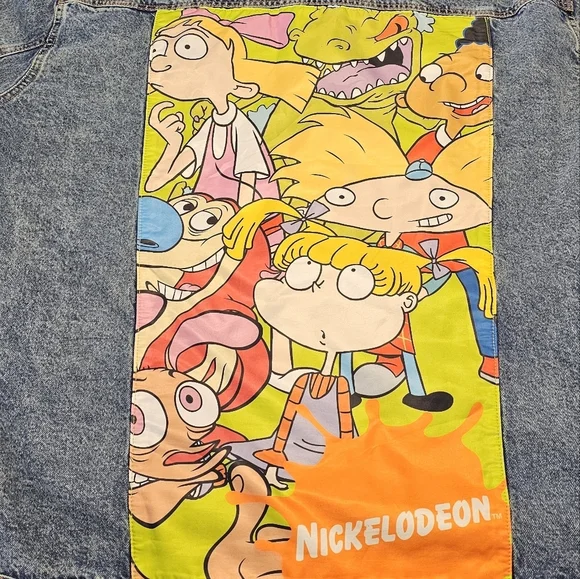 Nickelodeon Denim Cartoon Trucker Button Down Jacket Size 3X
